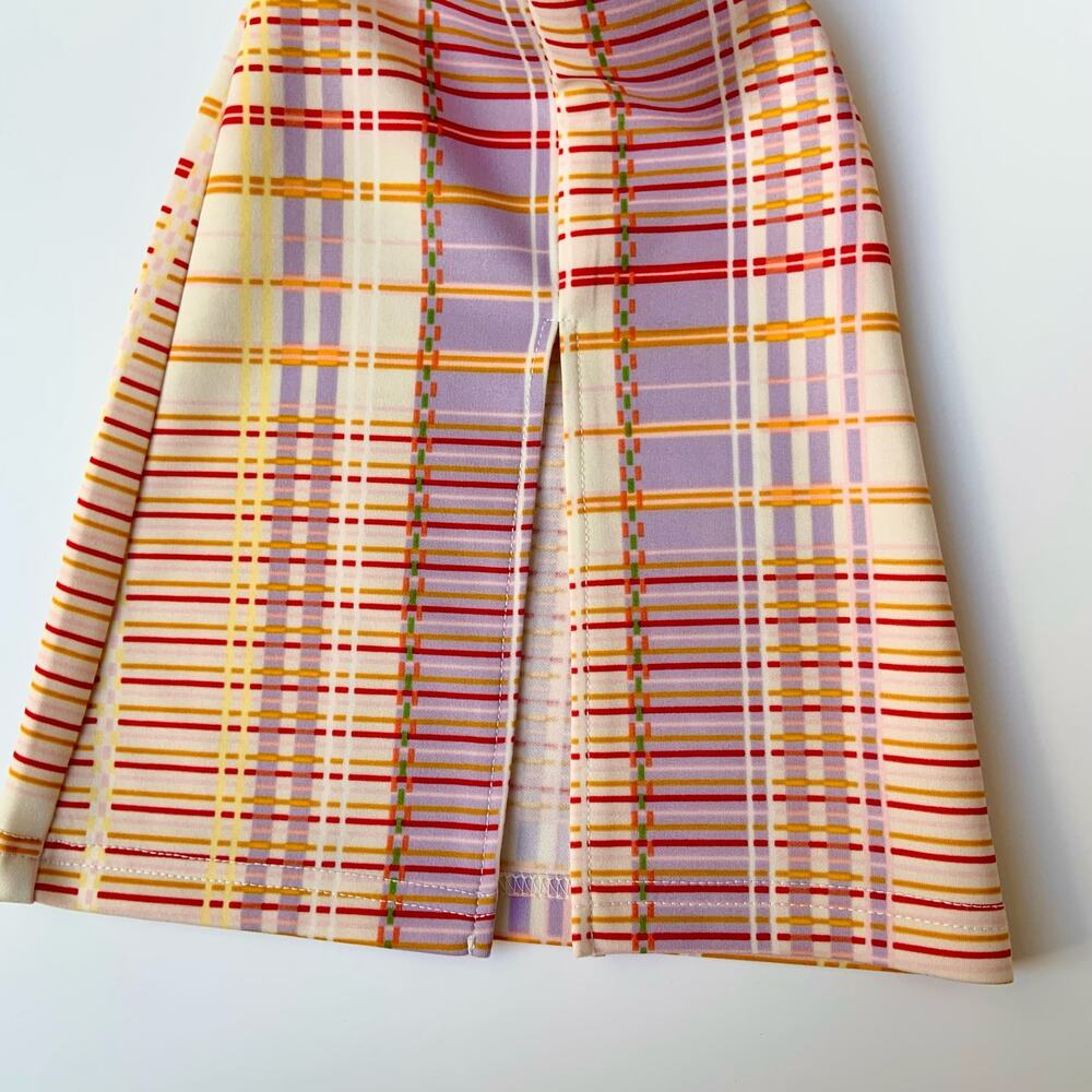 NWT Like an Angel Plaid Cut Out Back Colorful Y2K Style Flared Pants Women's XL - Picture 10 of 10